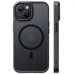 TORRAS iPhone 15 用 ケース 【米軍進化耐久性・高精密 Magsafe対応】マグネット搭載 黄ばみkhông 耐衝撃 指紋防止 傷防止 ワイヤレス対応 半透明 ストラップホール付き Guardian-Mag đen マットĐen