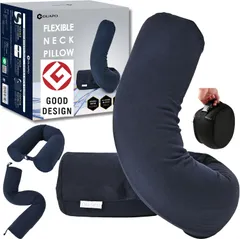 好きな形に曲げられる 低反発 携帯枕 GUAPO トラベルピロー 昼寝枕 ネックピロー (Xanh navy)