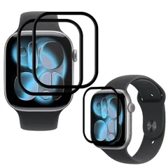 対応 Apple Watch series 11（2025）/ 10（2024）46mm フィルム 【3枚bộ】 アップルウォッチ 11 / 10 保護フィルム PET複合材 液晶保護フィルム 炭素繊維 3D曲面 全面保護 高速反応 キズ修復機能 高透過率 