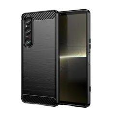 【UNEED】XPERIA 1 VI 用の スマホケース エクスペリア 1 VI 用の ケース カバー ケース 炭素繊維カバー (Chất liệu/TPU) 指紋防止 滑り止め 薄型 軽量 耐衝撃 簡易脱着 ソフトケース Màu sắc：đen
