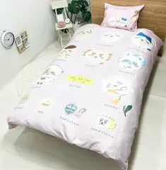 ちいかわ 布団カバーbộ (掛け布団カバー・枕カバー) MORIPiLO 柔らかピーチスキン シングル 150x210cm Hồng グッズ dễ thương 寝具カバー 2点bộ うさぎ モモンガ くりまんじゅう キャラクター まくらのモリシタ