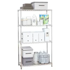 ドウシシャ ラック スチールラック 棚 4段 収納 幅85.5×奥行40.5×高さ151cm 全体耐荷重260kg 軽量 スリム スチールシェルフ キッチンラック レンジ台 キッチン収納 納戸 押し入れ収納 衣類収納 ポール径22mm WR2 ab51deb6