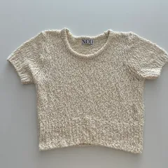 NOD アイボリー ポップコーンtay ngắnニット