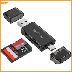 miễn phí vận chuyển★MOGOOD USB2.0 SD カードリーダー ダブルコネクタ MicroSD 兼用 UHS-I 対応 SDXC SD