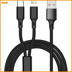 miễn phí vận chuyển★USB ケーブル 2 in1,1.8M デュアル充電ラインMFI認証多機能充電ライン66 W最大急速充電、多頭充電(2)