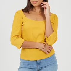 ブレーブソウル nữ Áo Áo thun Brave Soul Womens Puff Sleeve Long Sleeve TShirt Sunflower