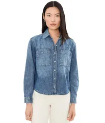 カットフロムザクロス nữ Áo Áo sơ mi デニム KUT from the Klotharley Denim Top Administer デニム