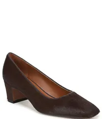 フランコサルト nữ Giày ヒール Franco Sarto Salino Calf Hair Square Toe Block Heel Pumps Brown Nâu