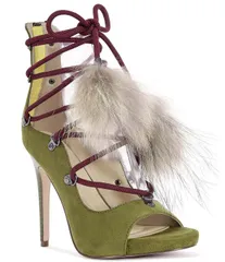 アザレア ワン nữ Giày サンダル レース Azalea Wang Anita Lace Up Stiletto Dressandals Olive Multi オリーブ