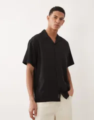 ジャック アンド ジョーンズ nam Áo Áo sơ mi ニット Jack Jones waffle knit short sleeve shirt Black Đen
