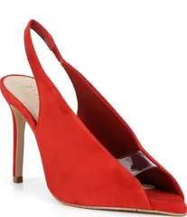 ジャンビニ nữ Giày パンプスエード ヒール Gianni Bini Renton Suede Open Toe Slingback Heels Race red Đỏ