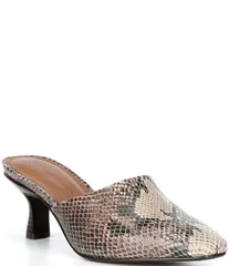ドナルドプリネール nữ Giày サンダル プリント レザー Donald Pliner Fannie Snake Print Leather Dress Mules Brown Nâu