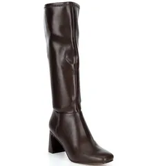 スティーブ マデン nữ Giày ブーツ・レインブーツ トール ヒール Steve Madden Hunny Block Heel Tall Boots Dark Brown Nâu