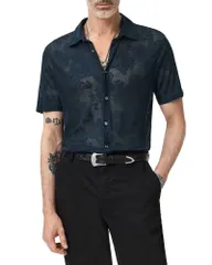 ジョンバルベイトス nam Áo Áo sơ mi John Varvatos Biaggio Short Sleeve Shirt Deep Blue Xanh dương
