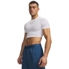 アンダーアーマー nam Áo Áo thun クロップド Under Armour Mens HeatGear Elite Cropped Compression TShirt WhiteReflec