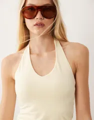 Cottonオン nữ Áo Áo sơ mi Vネック ホルター Cotton all day v neck halter top in vanilla GLOW