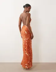 エイソス nữ Áo Đầm オープンバック スパンコール マキシ ASOS DESIGN disc sequin strappy maxi dress with open back d