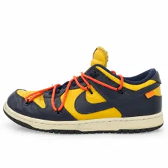 NIKE OFF-WHITE CT0856-700 × Off-White Dunk Low LTHR University Gold/Midnight Navy/White ローカット Giày thể thao イエロー系 ダークXanh navy系 26.5cm【中古】