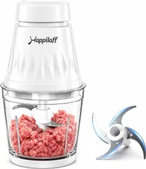 happilaff フードプロセッサー 350W 1台5役 みじん切り器 600mlガラスボウル 4枚刃 過熱保護 静音t 9e521be0
