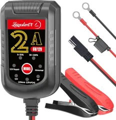 LST バッテリー充電器 6V/12V 全自動パルス充電 バッテリーチャージャー 2A メンテナンス 鉛蓄電池&12Vリチウム LiFePO4対応 サルフェーション除去 自動車 バイク 原付 除雪機 船 トリクル充電 メンテナンス充電器 逆接 751b237a