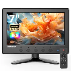 7インチ小型モニター 1024 x 600 IPS 178°視野角 液晶PCサブディスプレイ VGA BNC USB HDMIセキュリティCCTVモニター 自宅 オフィス 倉庫監視用 日本語対応 リモコン付け 7インチディスプレイt 9a2e31f0