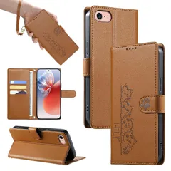 【mới】 TEDTIKJT 適用 iPhone SE (第2世代/第3世代) ケース 手帳型 iPhone 8 用 iPhone 7 用ケース 手帳型 かわいい猫柄 ねこ スマホケース いphone8 手帳型ケース iPhone7 ケース ストラップ付き おし
