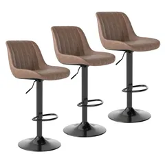 ★mới★Youhauchair カウンターチェア 3脚bộ 背もたれ ハイチェア 調節可能 回転バーチェア 足置き 昇降式椅子 フェイク PUレザー キッチンチェア Nâu c2090ee7