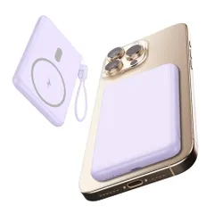 ★mới★明誠 MagSafe対応 6800mAh 軽量 小型 薄型 15Wワイヤレス出力 PD20W急速充電 USB-C充電ケーブル・ストラップ付き Type-C入出力ポート 2台同時充電 マグセーフ充電器 LED残量表示 PSE認証済み ワ a9b42786
