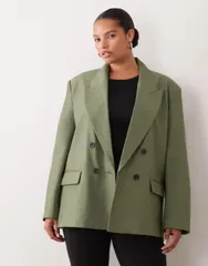 エイソス nữ アウター Áo khoác・ブルゾン ブレザー ASOS DESIGN Curve tailo red strong shoulders double breasted blazer