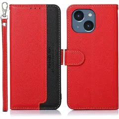 【mới】 WANWO For iPhone 15 Plus ケース 手帳型 アイフォン 15 プラス カバー 財布型 ストラップ付き [RFIDブロッキング] 高級PUレザー マグネット開閉式 カード収納 横置きスタンド機能 耐衝撃 phổ biến 便利 thời trang レッ