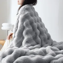 クモリ(Kumori) 毛布 セミシングル ポコポコ ブランケット 2枚合わせ ラビットファー ふわとろ モコモコ とろける肌触り ぬくもりキープ【TV&SNSで話題沸騰】thu đông用 暖かい 厚手 ボリューム感 トスカ泡絨 洗濯可 静電気防止 冷 28828e93