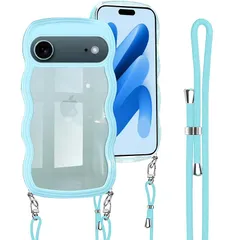 【mới】 Shengkawang iPhone Air 用 ケース ショルダー ストラップ 波型 ウェーブ 韓国 スマホケース ライトXanh dương