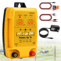 【mới】電気柵 自作キット 電柵本体 12km対応 高出力パルス 12kV 電気さく 防獣フェンス 害獣対策 イノシシ対策 LCDデュアル表示 電圧表示 3電源対応 AC100～240V・DC12V・ソーラー対応 漏電保護機能付き 外部機器接 53586e75
