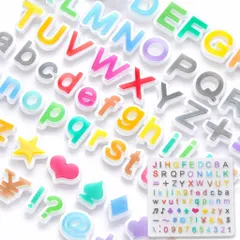 Evergarden シリコンモールド アルファベット二重文字 大文字 小文字 数字 ハート 音符 ダイヤ 記号 レジン アクセサリー イヤリング ピアス キーホルダー シャカシャカ シリコン モールド キャンドル アロマストーン 石膏 手作り 樹脂 粘土 シ