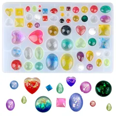 5WYOUKE シリコンモールド 58loại レジン モールド 宝石 楕円 半円 水滴 ハート 丸 四角 レジン イヤリング ネックレス ペンダント uvレジン 型 かわいい モールド 様々 宝石