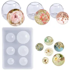 5WYOUKE 球体 ボール シリコンモールド 12／16／18／20／25／30／40／50mm 8loại類 一体形 丸 レジン シリコン モールド レジン型 ハンドメイド ソフトモールド 手芸品 クラフト 再利用可能 初心者向き ビーズ アクセサリー