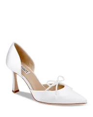 バッジェリーミシュカ nữ Giày パンプス Badgley Mischka Womens Olympic Bow Pumps White Satin Trắng