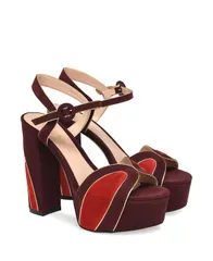 ジャンヴィト ロッシ nữ Giày サンダル Gianvito Rossi Womens Tamara Sandals Dark Red Suede and Nappa Đỏ