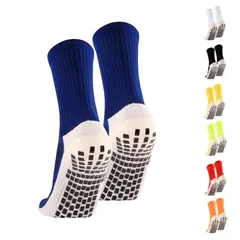 【mới】 [Aqinmony] サッカーソックス Giày下 nam スポーツソックス フットサル ミッドチューブ tập luyện アウトドア フットボール バスケット Giày下 Cotton 滑り止め粒子 厚手 22-28cm F-34 濃い青
