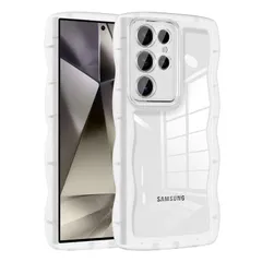 【mới】 QLTYPRI Galaxy S22 Ultra ケース クリア TPU カバー ウェーブ thời trang 韓国 dễ thương 透明 薄型 軽量 耐衝撃 滑り止め (SC-52C / SCG14) スマホケース ワイヤレス充電対応 ストラップホール付き ギャラク