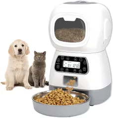 Câu trả lời hay nhất Máy cho chó mèo ăn tự động, 3,5L, 4 lần một ngày, hẹn giờ, cấp nguồn 2 chiều, máy cho ăn tự động, loại robot, ghi âm giọng nói, trông nhà, đi du lịch, sống một mình, làm việc cùng nhau, đĩa không gỉ, thức ăn cho chó, thức ăn cho mèo, quản lý sức khỏe, máy cho ăn Jido, máy cho thú cưng ăn