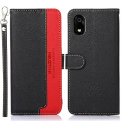 WANWO for かんたんスマホ5 A601ZT ケース 手帳型 ZTE かんたんスマホ5 カバー 財布型 ストラップ付き [RFIDブロッキング] 高級PUレザー マグネット開閉式 カード収納 横置きスタンド機能 耐衝撃 phổ biến 便利 thời trang Đen