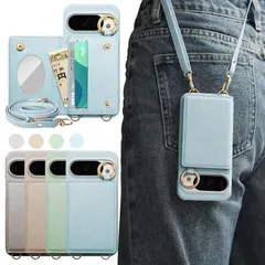 DialfA Tương thích Google Pixel 11 Ốp lưng Máy tính xách tay Loại thẻ lưu trữ Vỏ điện thoại thông minh Pixel 11 Dây đeo vai Kết cấu da PU màu xanh