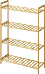 VECELO Giá Mở Bằng Tre Kệ lưu trữ rộng 4 tầng Chiều rộng 67,2 x Sâu 24 x Cao 100cm Gỗ sồi Nhà bếp Phòng khách Sách Các loại hàng hóa linh tinh Đa năng Lắp ráp dễ dàng