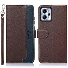 WANWO cho Moto G53J 5G Case Loại máy tính xách tay Moto G53y /G13 5G Loại ví có nắp có dây đeo [Chặn RFID] Da PU cao cấp Loại đóng từ tính Lưu trữ thẻ Chức năng đứng ngang Chống sốc Tiện lợi phổ biến Màu nâu sành điệu