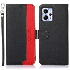 WANWO cho Moto G53J 5G Case Loại máy tính xách tay Moto G53y /G13 5G Loại ví có nắp có dây đeo [Chặn RFID] Da PU cao cấp Loại đóng từ tính Lưu trữ thẻ Chức năng đứng ngang Chống sốc Tiện lợi phổ biến Màu đen sành điệu