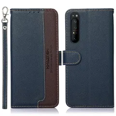 Ốp lưng WANWO cho Xperia 1 II Loại máy tính xách tay SOG01 au SO-51A Loại ví có dây đeo [Chặn RFID] Da PU cao cấp Loại đóng từ tính Lưu trữ thẻ Chức năng chân đế ngang Chống sốc Tiện lợi phổ biến Màu xanh thời trang 001