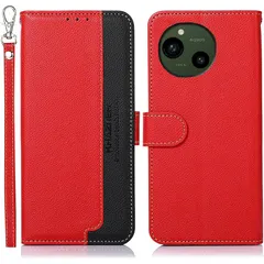 Wanwo cho vỏ AQUOS sense 10/9, loại máy tính xách tay, cho vỏ AQUOS sense 9/10, loại ví, có dây đeo [chặn RFID], da PU cao cấp, đóng từ tính, đựng thẻ, chức năng chân đế ngang, chống sốc, phổ biến, tiện lợi, phong cách, màu đỏ
