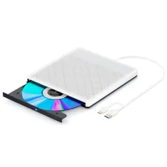 Xanh dươngレイドライブ外付け blu-rayプレイヤー再生読み書usb-aと (type-c)BD/DVD CDプレーヤー 外付けXanh dươngレイ ドライブ Xanh dươngレイディスク対応WIN7-11/MAC対応 blu-rayプレイヤー （white）★ 5e65fc0b