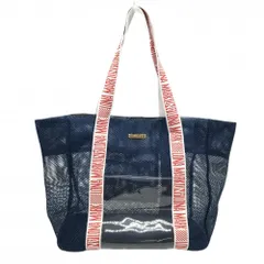 【美品】マークアンドロナ トートTúi xách Xanh navy×trắng メッシュ 持ち手ロゴテープ ゴルフ MARK＆LONA